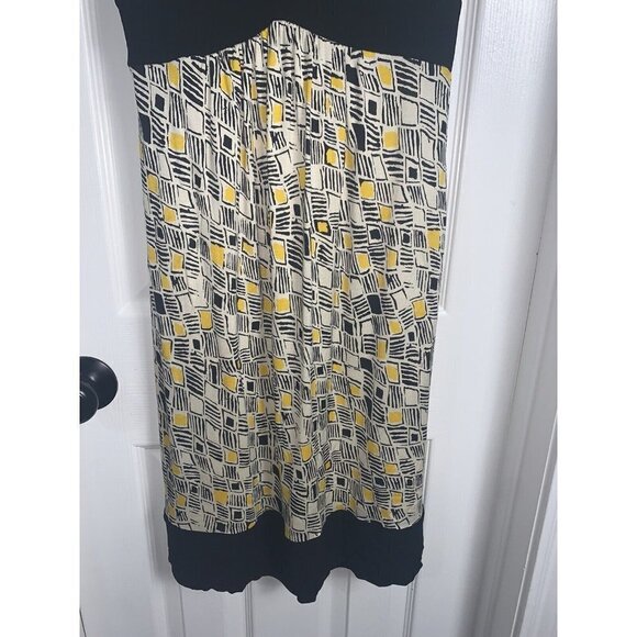 Diane Von Furstenberg DVF 100% Silk Sleeveless Yellow Black Geometric Dress Sz 2 - Picture 4 of 7